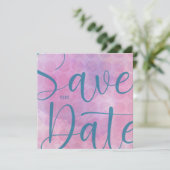 Mauve en Blue Save the Date Card & Envelope (Staand voorkant)