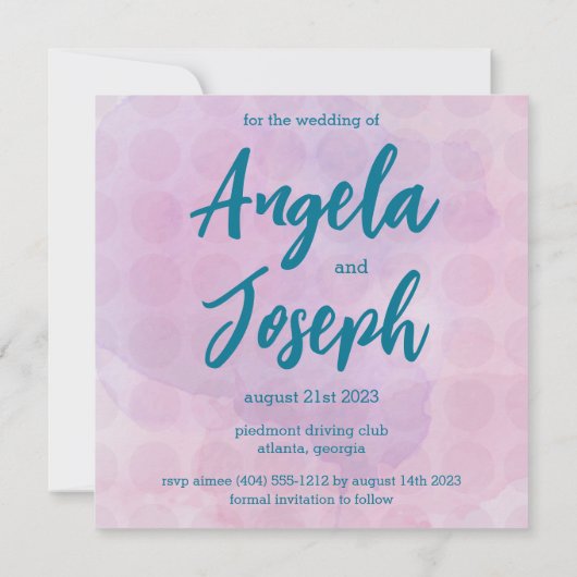 Mauve en Blue Save the Date Card & Envelope (Achterkant)