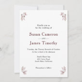 Mauve en Blush Roze Bloemen Huwelijksuitnodiging Kaart (Voorkant)