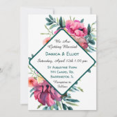 Mauve en Bourgondische bloemenbruiloft Kaart (Voorkant)