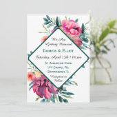 Mauve en Bourgondische bloemenbruiloft Kaart (Staand voorkant)