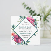 Mauve en Bourgondische bloemenbruiloft Save the Da Kaart (Staand voorkant)