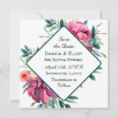 Mauve en Bourgondische bloemenbruiloft Save the Da Kaart (Voorkant)
