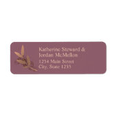 Mauve en Brons Herfst Leaf Bruiloft Retouradres Etiket (Voorkant)