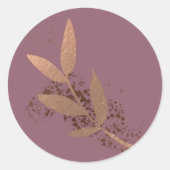 Mauve en Bronzen Herfst Leaf Bruiloft Ronde Sticke Ronde Sticker (Voorkant)