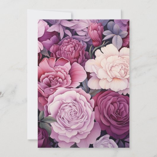 Mauve en Champagne Bloemen bruiloft Monogram Kaart (Achterkant)