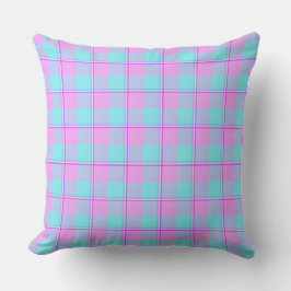 Mauve en Coastal Mist geruite blauwe roze Kussen