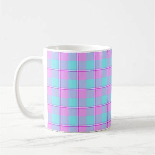 Mauve en Coastal Mist Plaid Koffiemok (Links)