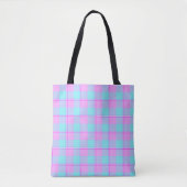 Mauve en Coastal Mist Plaid Tote Bag (Voorkant)
