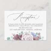 Mauve en Dusty Blue bruiloft receptie Informatiekaartje (Voorkant)