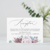 Mauve en Dusty Blue bruiloft receptie Informatiekaartje (Staand voorkant)