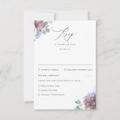Mauve en Dusty Blue Floral bruiloft RSVP (Voorkant)