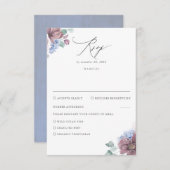 Mauve en Dusty Blue Floral bruiloft RSVP (Voorkant / Achterkant)