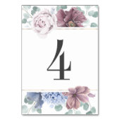 Mauve en Dusty Blue Floral Tafel Nummer Kaart (Voorkant)
