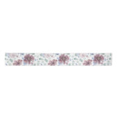 Mauve en Dusty Blue Flowers Botanical Satijnen Lint (Voorkant)