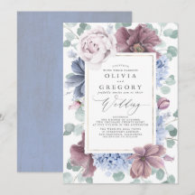Mauve en Dusty Blue Flowers Elegante bruiloft