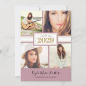 Mauve en Gold | 4 Foto-Afstuderen-uitnodiging Aankondiging (Voorkant)