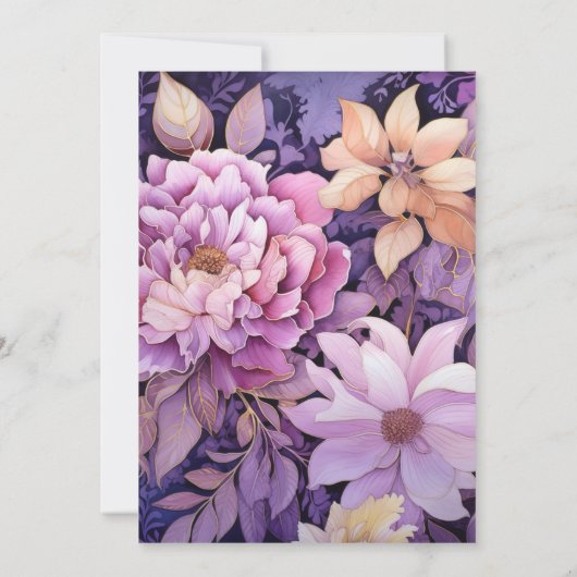 Mauve en Gold Bloemen Bachelorette Party Kaart (Achterkant)