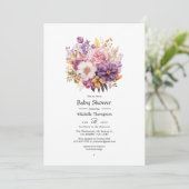 Mauve en Gold Floral Baby shower Kaart (Staand voorkant)