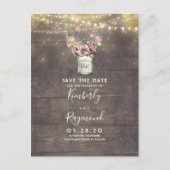 Mauve en Gold Floral Mason Jar Save the Date Aankondigingskaart (Voorkant)