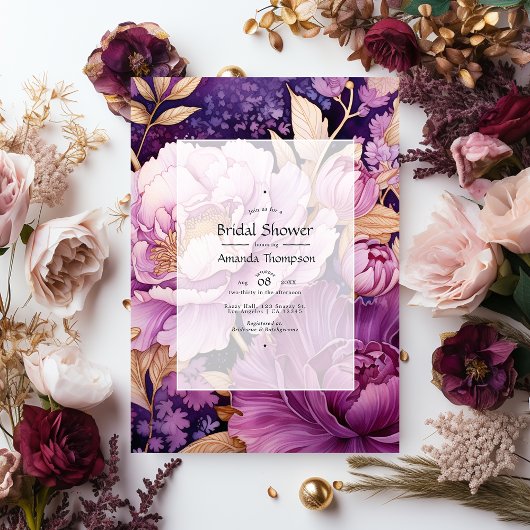 Mauve en Gold Floral Vrijgezellenfeest Kaart