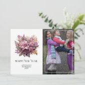 Mauve en Gold Holly en Ivy Nieuwjaar Feestdagenkaart (Staand voorkant)