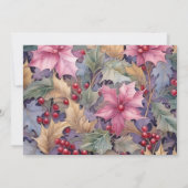 Mauve en Gold Holly en Ivy Nieuwjaar Feestdagenkaart (Achterkant)