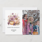 Mauve en Gold Holly en Ivy Thanksgiving Feestdagenkaart (Voorkant)