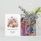 Mauve en Gold Holly en Ivy Thanksgiving Feestdagenkaart (Staand voorkant)
