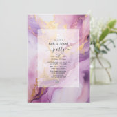Mauve en Gold Terug naar School Party Kaart (Staand voorkant)