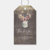 Mauve en Goud Bloemen Mason Jar Rustieke Bruiloft Cadeaulabel (Voorkant)