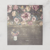 Mauve en Goud Bloemen Mason Jar Rustieke Bruiloft Plaatskaartje (Buitenkant ongevouwen)