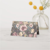 Mauve en Goud Bloemen Mason Jar Rustieke Bruiloft Plaatskaartje (Achterkant)