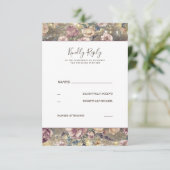 Mauve en Goud Bloemen Rustieke Bruiloft RSVP (Staand voorkant)