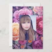 Mauve en goud bloemenquinceañera kaart (Achterkant)