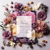 Mauve en goud bloemenquinceañera kaart