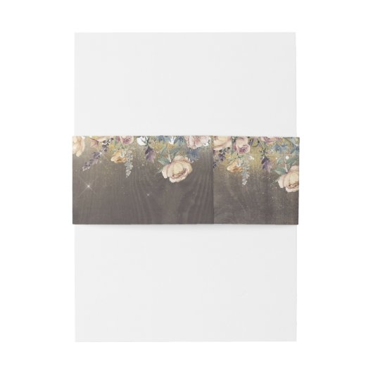 Mauve en goud bloemenrustieke bruiloft uitnodigingen wikkel (Achterkant Voorbeeld)