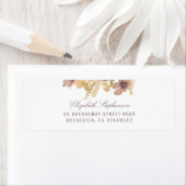 Mauve en gouden bloemenbruiloft etiket (Insitu)