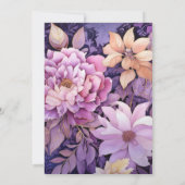 Mauve en gouden bloemenbruiloft kaart (Achterkant)