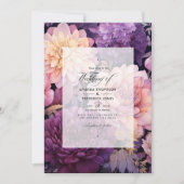 Mauve en gouden bloemenbruiloft kaart (Voorkant)