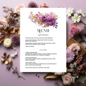 Mauve en gouden bloemenbruiloft menu