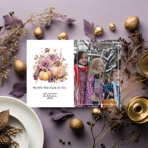 Mauve en Gouden Holly en Ivy Thanksgiving Feestdagenkaart