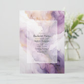 Mauve en gouden inkt vrijgezellenfeest kaart (Staand voorkant)