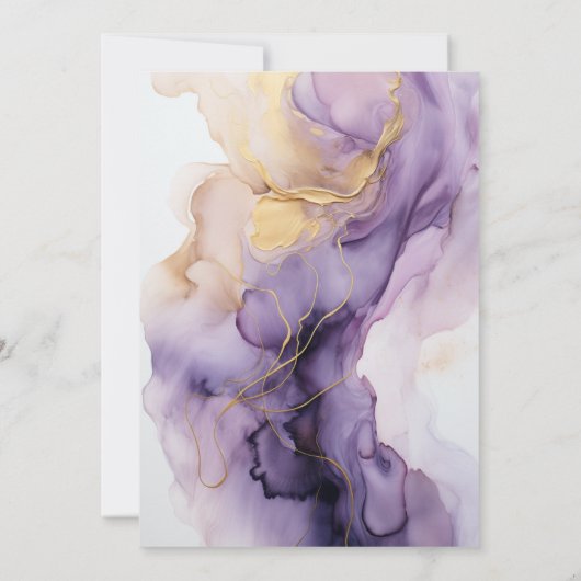 Mauve en gouden inkt vrijgezellenfeest kaart (Achterkant)