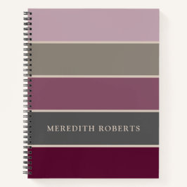 Mauve en Green Dramatic Wide Stripes gepersonalise Notitieboek