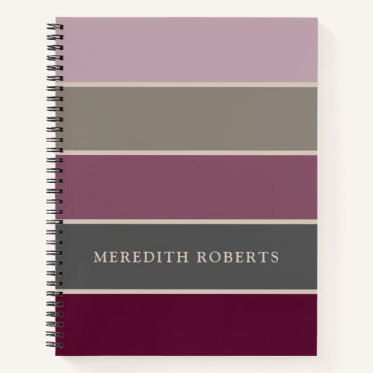 Mauve en Green Dramatic Wide Stripes gepersonalise Notitieboek (Voorkant)