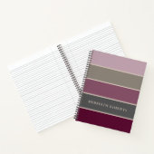 Mauve en Green Dramatic Wide Stripes gepersonalise Notitieboek (Binnen)