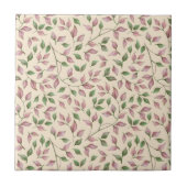 Mauve en Green Leaf Seamless Pattern Ceramic Tile Tegeltje (Voorkant)