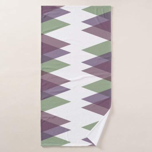Mauve en groene driehoeken badhanddoek (Badhanddoek)