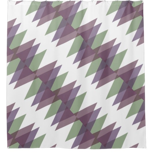 Mauve en groene driehoeken douchegordijn (Voorkant)